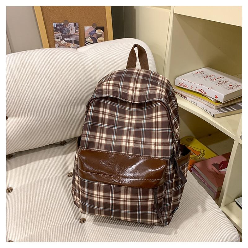 

Клетчатый рюкзак женский ретро для учеников средней школы, старшеклассников, милый щенок, рюкзак для отдыха. .
