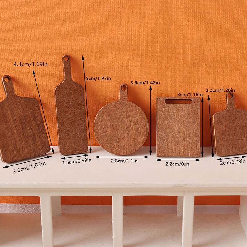 5Pcs/Set 1:12 Dollhouse Miniature Chopping Board Simulation Cutting Board Bread Dessert Board Model Kitchen Decor Toy Doll House Accessories