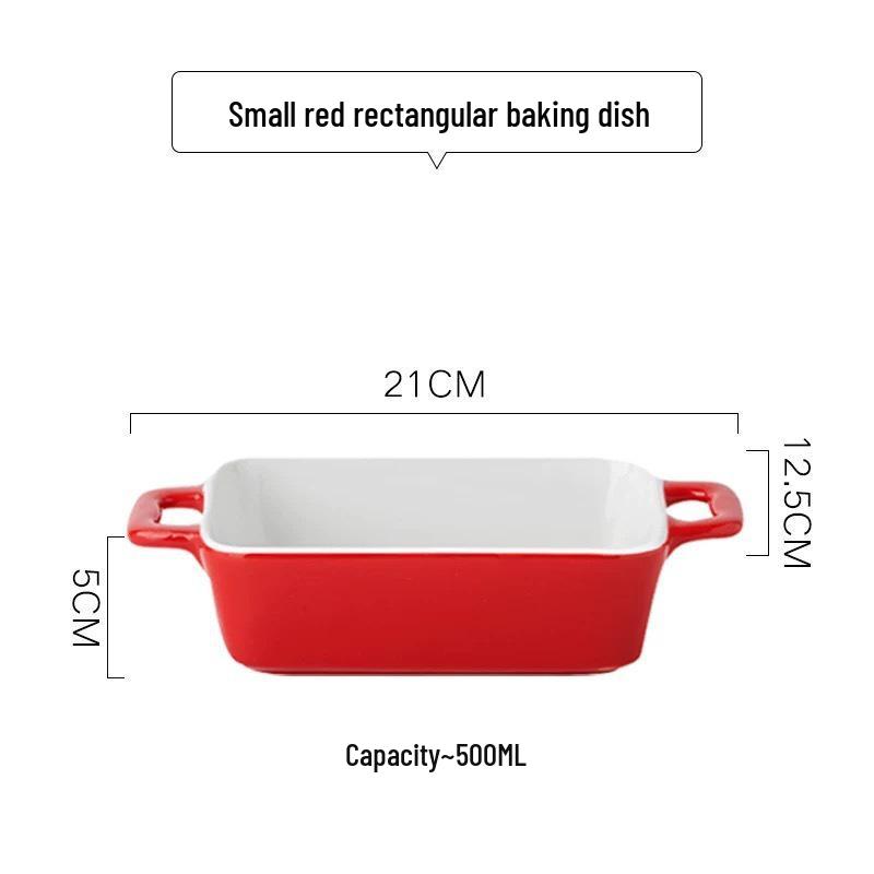 Ceramic Double Ear Baking Pan for Cheese & Rice - Cute, Microwave & Oven Safe Tableware.