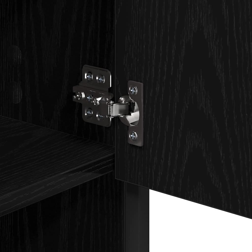 Bathroom Furniture Set 3 Pcs Black Oak Effect Engineered Wood