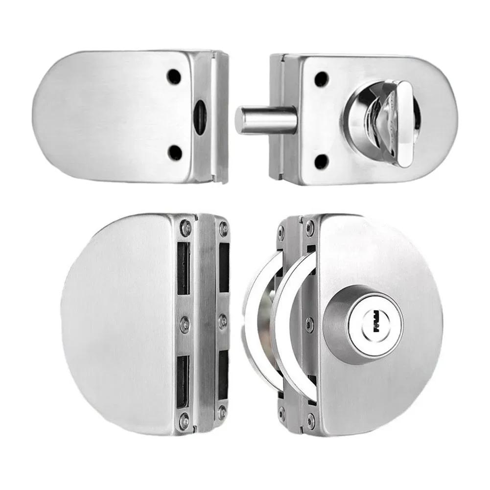 Stainless Steels Glass Door Lock, Sliding Lock, Dual-Sided Floor Locks Suitable For Glass Doors 10-13mm Thick
