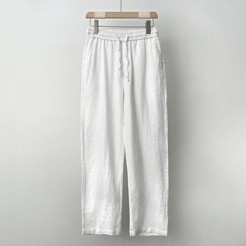 Men's High-End Pure Linen Summer Pants - Loose, Wide-Leg, Straight-Cut Style