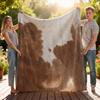 Faux Cowhide Texture Flannel Blanket, Cozy Bedspread Couch Throw for Animal Lovers, Machine Washable Christmas Housewarming Gift