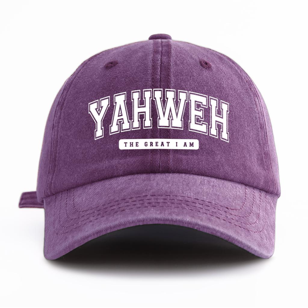 1pc YH Print Washed Baseball Cap for Adults,  Minimalist Retro Style Casual Soft Adjustable Dad Hat, Perfect As Gift