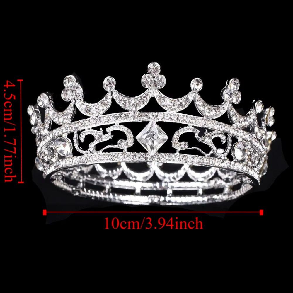 Sparky Crystal Bridal Tiara Rhinestone Round Crown for Women Baroque Crown  Prom Night