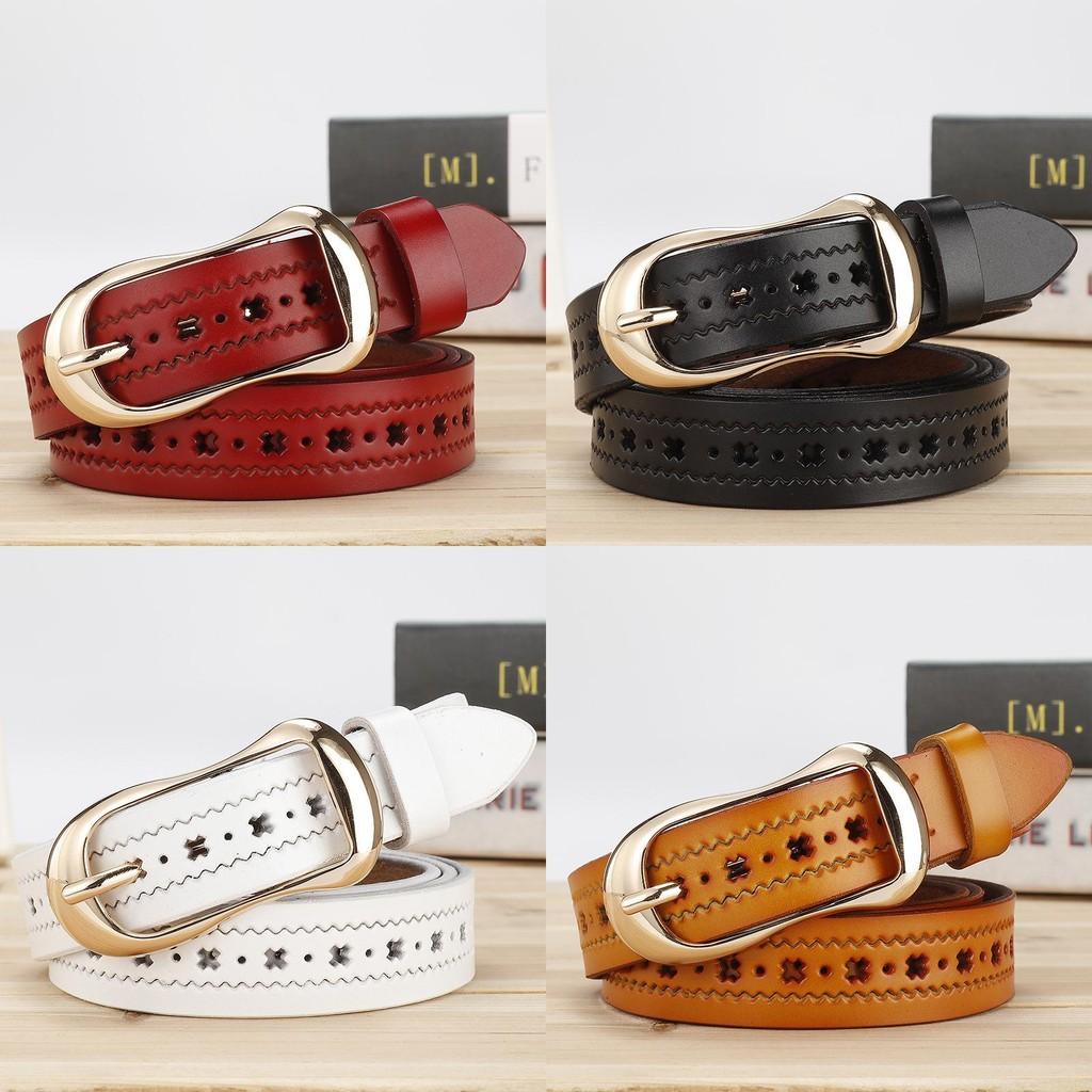 X Ladies Graphic Genuine Leather Belt Alloy Pin Buckle Casual Decoration Wear