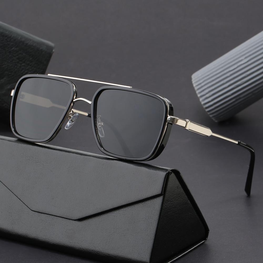 Trendy Metal Square Steampunk Sunglasses Custom Logo  Metal Shades Sun Glasses