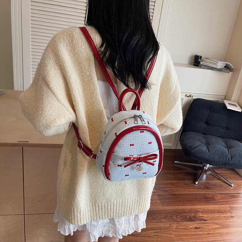 College Style Women's Shoulder Bag New Summer Fashion Bow Small Backpack Shopping Commuter Bag