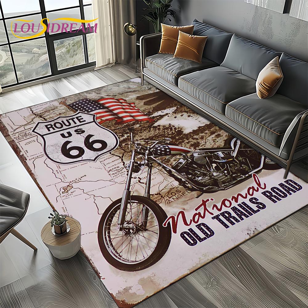 Retro America Historic Route 66,Mother Road,mãe EstradaCarpet Rug for Living Room Bedroom Home Sofa,Area Rug Non-slip Floor Mat