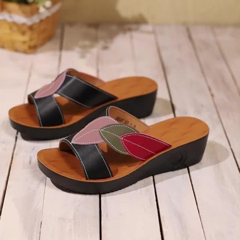 

Fashion Ladies Summer Slippers-casual Opening Design, Thick Bottom Anti-slip, Leather-like Fabric, Easy To Put on And Take Off 35 чёрный