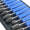 10pcs 1/8" Shank Tungsten Carbide Milling Cutter Rotary Tool Burr Diamond Cut Rotary Drill Bit for Metalworking Polishing Tools