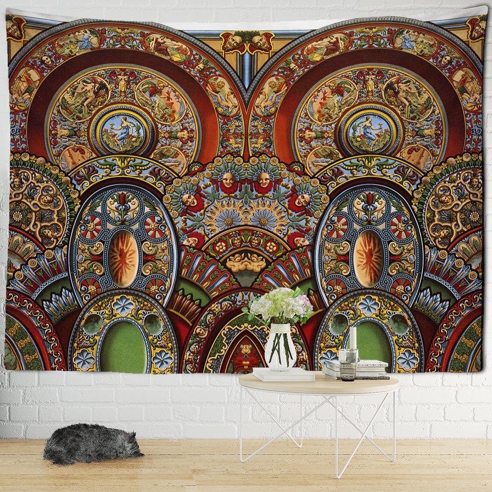 Disc Ornament Pattern Tapestry Psychedelic Witchcraft Boho Aesthetic Room Art Wall Hanging Bedroom Decor