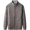 2025 Autumn New Jersey Men Casual Solid Color Sweatcoat Winter Men Thick Fleece Warm Sweater Casual Stand Collar Zipper Cardigan