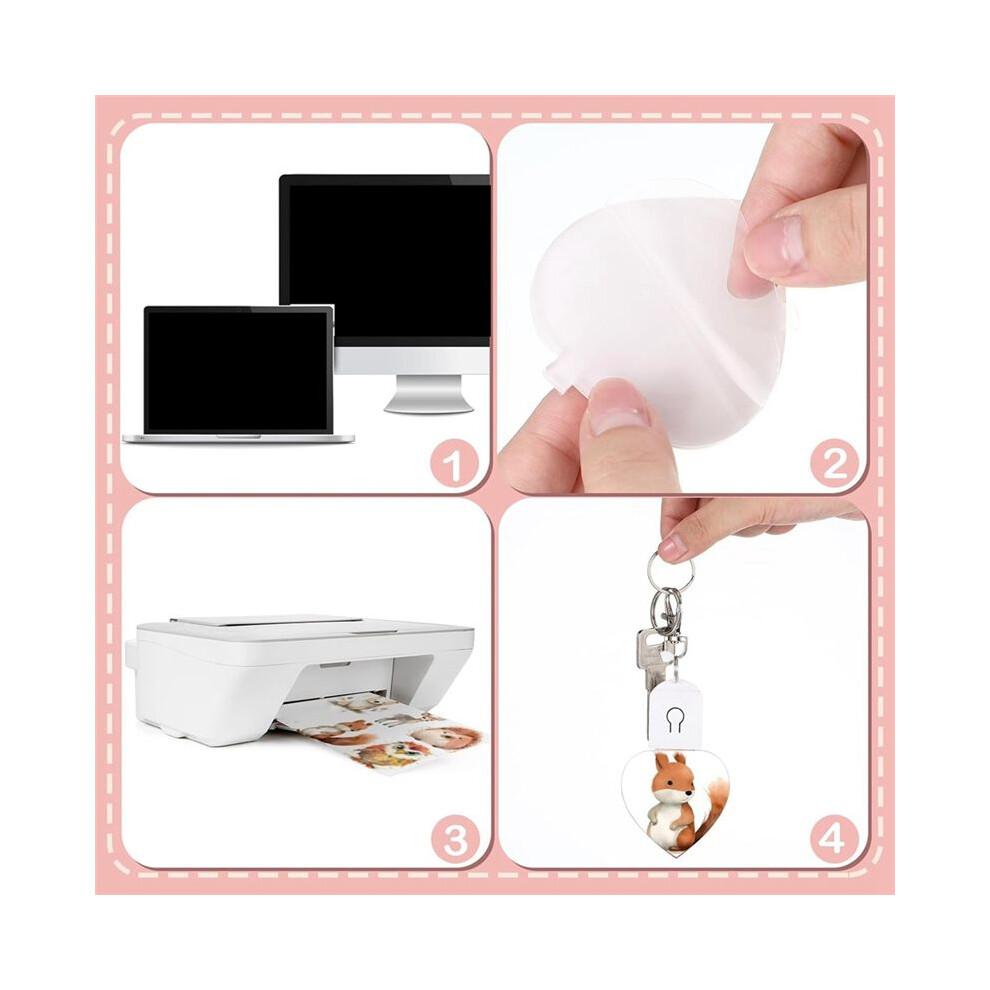 10 Pcs LED Sublimation Blank Keychain Lighted Heart Shape Transfer Keychain Acrylic Heat Sublimation Blanks
