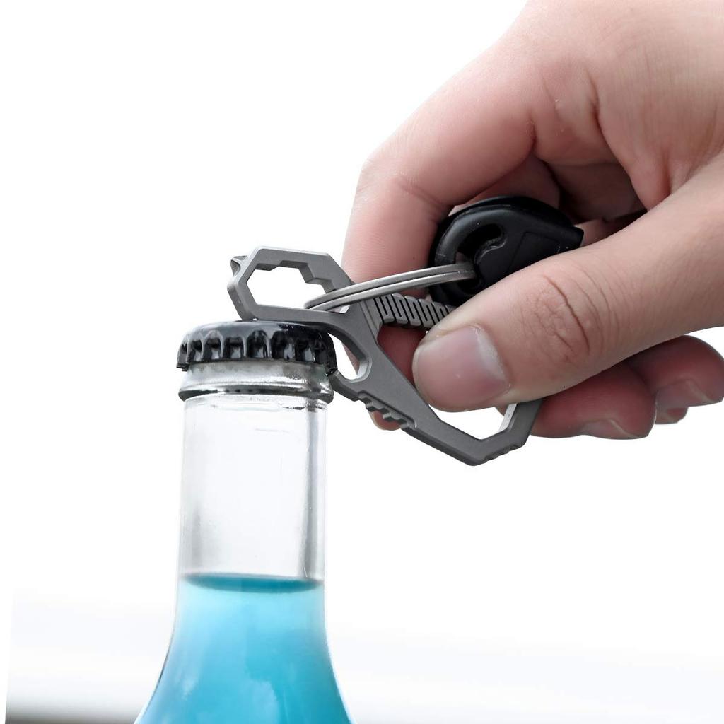 FEGVE Titanium Keychain Bottle Opener Mini Multifunctional EDC Tool