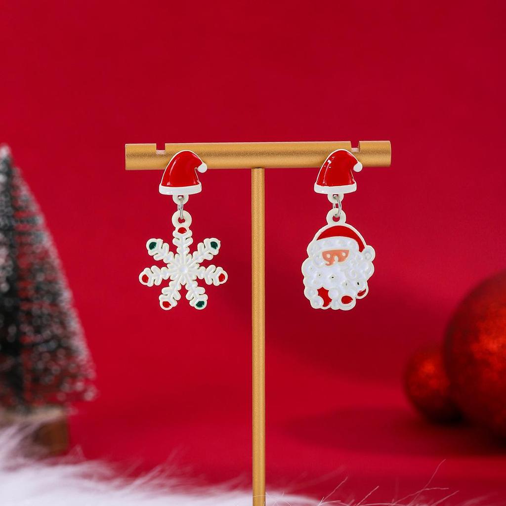 Grenzüberschreitende festliche asymmetrische Ohrringe mit Weihnachtsmann und Rentier