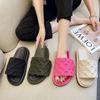 Fashion Ladies Magic Sticker Flat Slippers 2025 Summer New Designer Luxury Sandals for Women Elegant Home Flat Slippers Zapatos De Mujer
