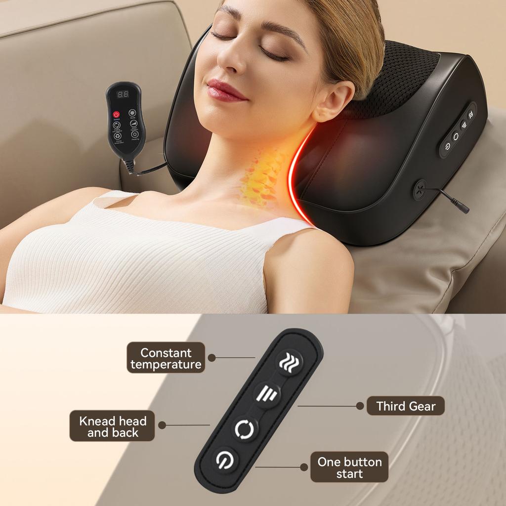 Fabrik Nackenmassagekissen Zervikaler Masseur Taille Rücken Schulter Shiatsu Kneten Multifunktional Heiße Kompresse Entspannung Geschenk