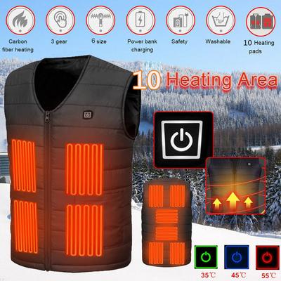 Heated Vest Winter Warm Electric USB Jacket Men Women Heating Coat Thermal