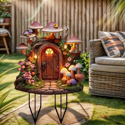 1pcs Crystal Dreamy Mushroom House Sculpture Decoration, Suitable for Outdoor Lawn and Indoor Attic Decoration,