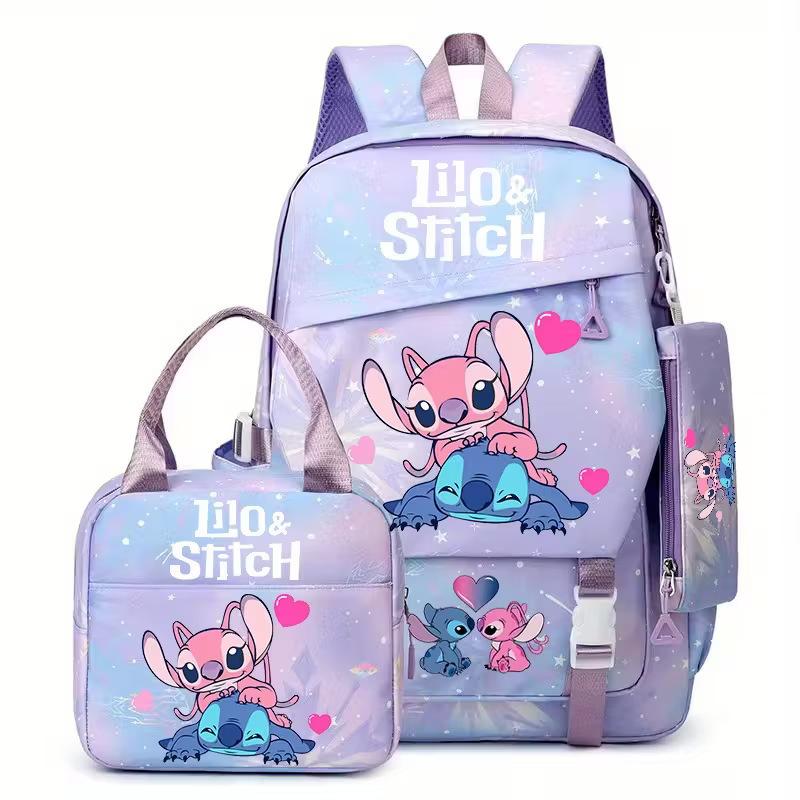 Large Capacity Schoolbag with Shoulder Strap; Student Three-piece Pencil Case Set