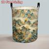1pc, Asian Style Chinese Landscape Laundry Basket with Mist Mountain And Cherry Blossom Prints, Home, Bedroom, Bathroom Decoration Basket, 2D Plan, La