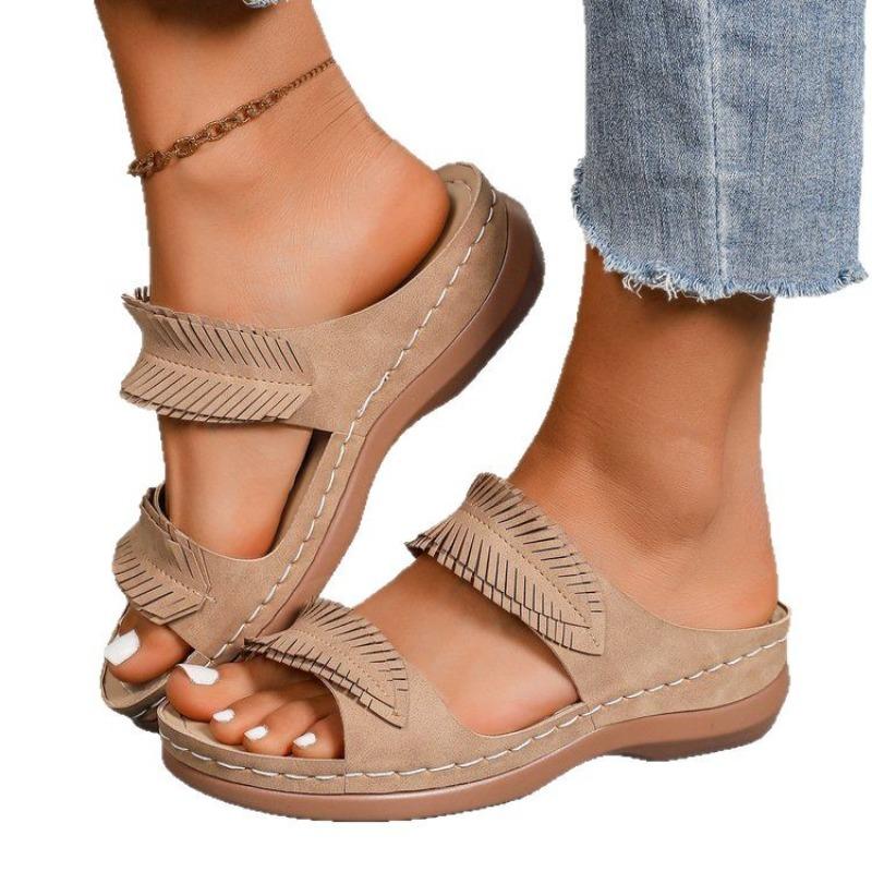 Summer fashion large size flat sandals design sense seaside beach sandals women's shoes