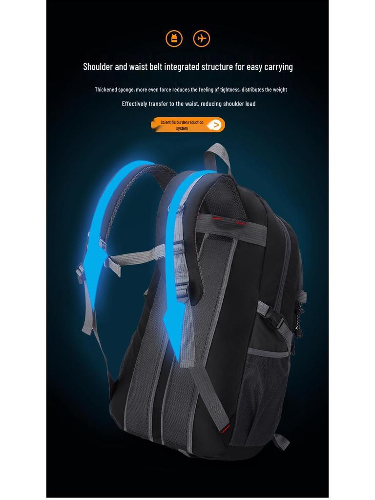 Large Capacity Unisex Outdoor Hiking Backpack with Breathable Back Pad and Dual Support for Fitness.