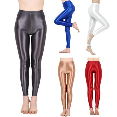 Damen-Unisex-Mode, glänzende, dünne Stretch-Leggings