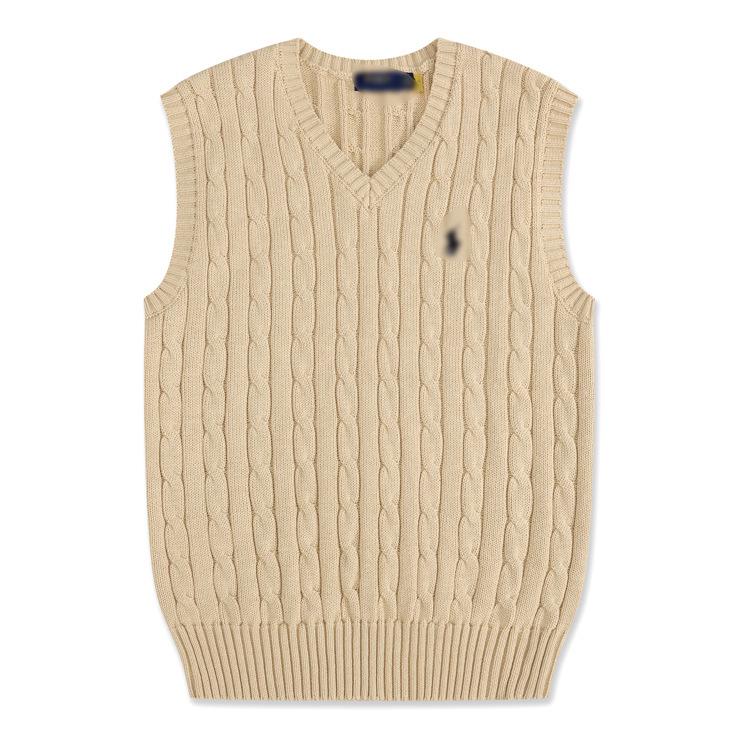 Unisex V-neck Embroidered Cable Knit Wool Vest – Lightweight, Breathable, Pure Comfort for Spring and Autumn.