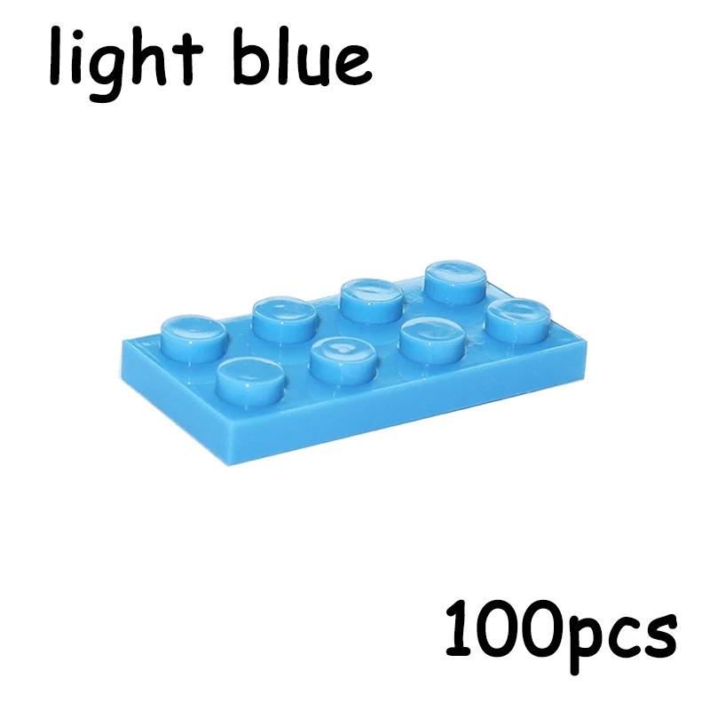 100PCS Size 2x4 Dot Plate 3020 MOC Assemble Particles DIY Building Blocks 2*4 Figures Bricks Educational Creative Toy for Kid