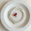 Elegant Freshwater Pearl Cherry Pendant Necklace - Detachable Artistic Clavicle Chain for Women.