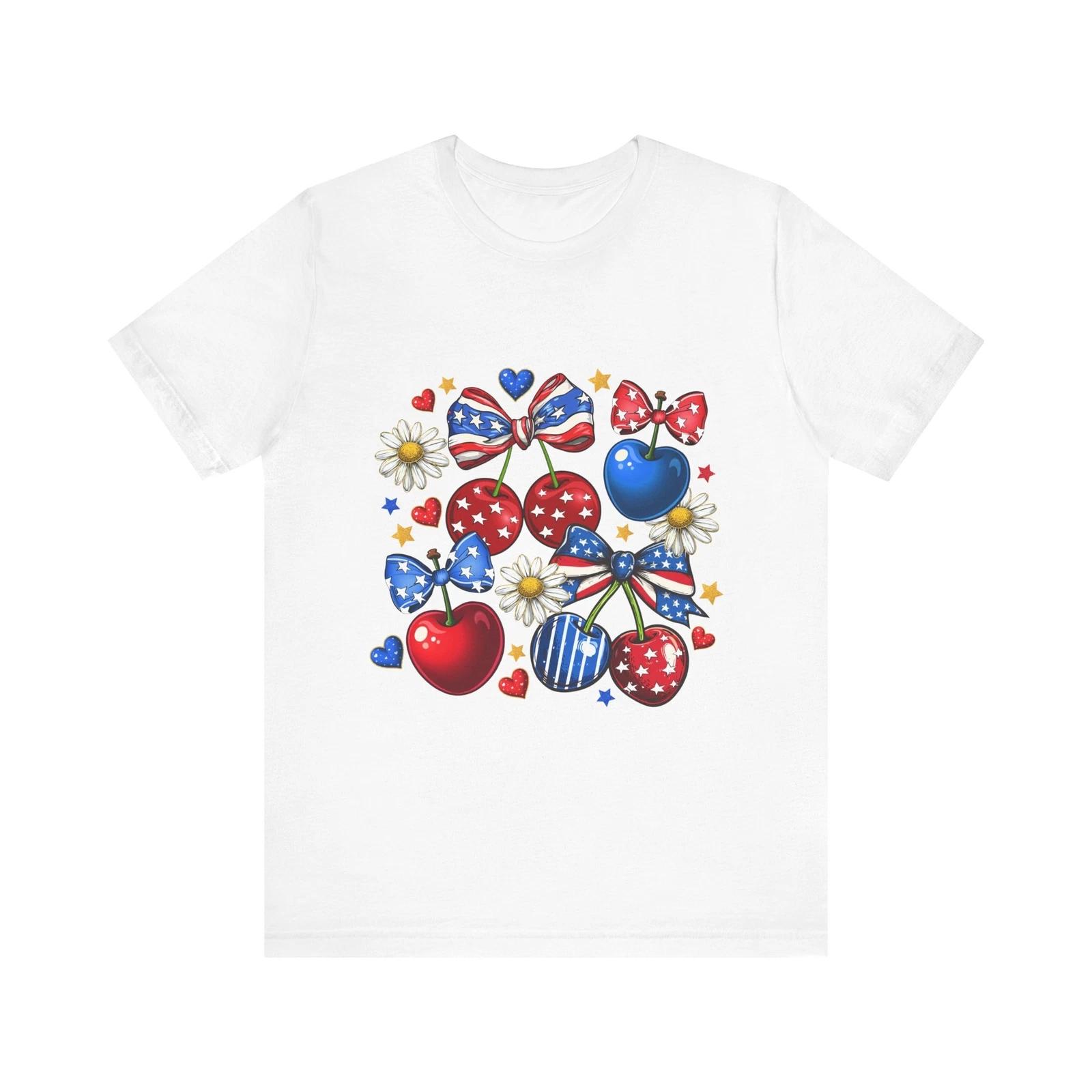 Patriotic Heart & Bow Graphic Tee | Unisex Jersey Short Sleeve T shirt, [...] 4XL