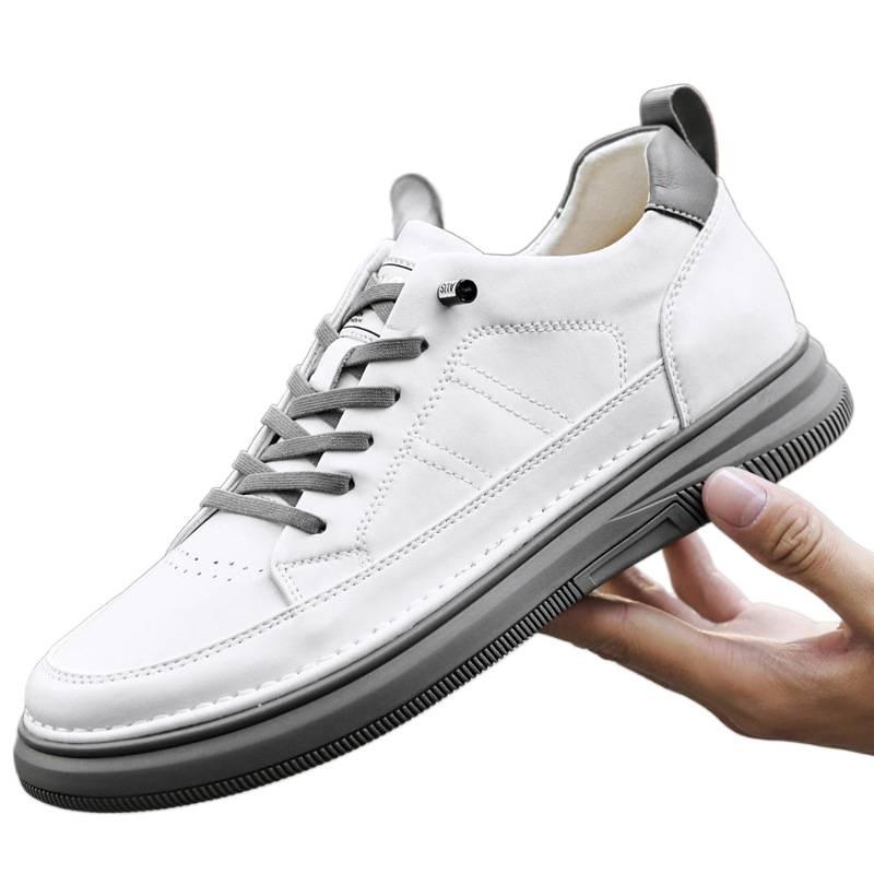 866 Men's Height Boost Sneakers: Thick Sole Platform Casual Shoes, Low-Top Cowhide, Spring Trend.