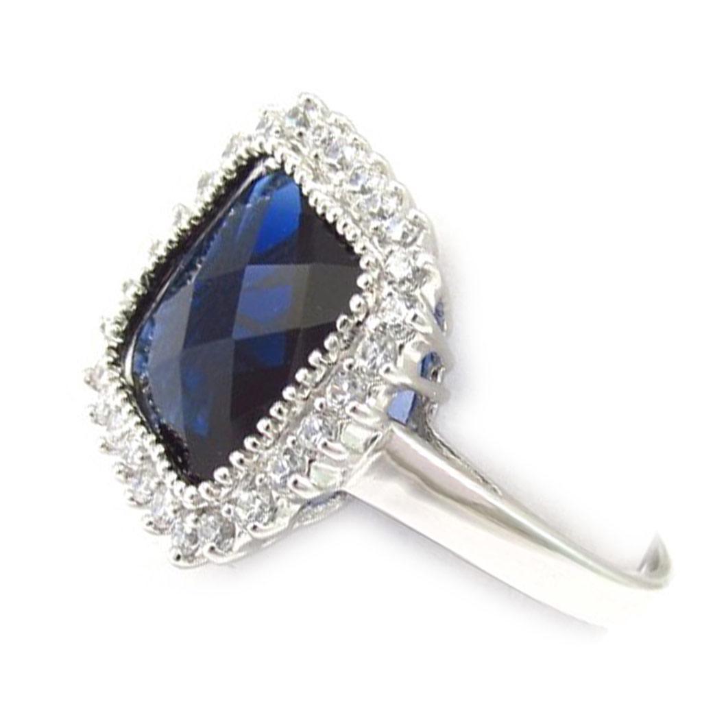 Silver Ring 'Sissi' Silver Sapphire (rhodium) - 15x15 Mm