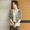 Gestrickte Strickjacke Damen kurz neu gestreift V-Ausschnitt kleiner Pullover Jacke Herbst und Winter