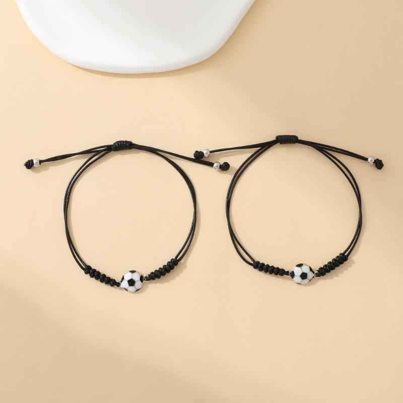 Fußball Freundschaftsarmbänder für Männer Frauen Abschlussgeschenke Schwarzes Weißes Band Fußballschmuck für Fußballliebhaber