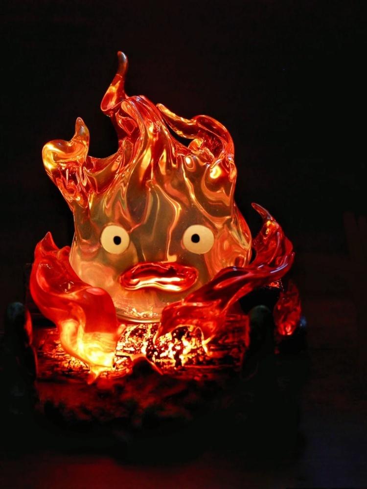 Objects Lamp Cartoon Cartoon Calcifer Anime 12cm Candle Desktop Action Figures Model Statue Pvc Model Collection Ornament Toys