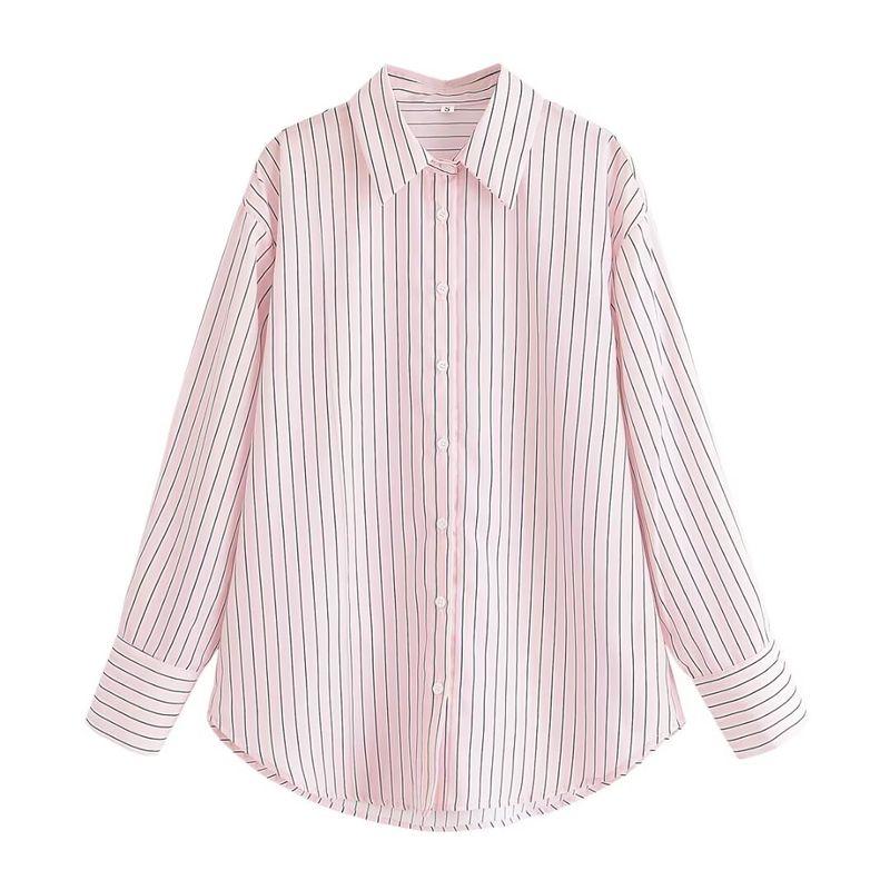 Kaslead New Women clothes Western Style Loose Fashion Casual Stripe Long sleeve Shirts 1265984
