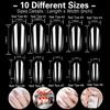 ELECTOMANIA 500pcs Fake Nails - 10 Sizes, Transparent & Acrylic False Nails with Case for Salons & DIY Nail Art (Long Oval)