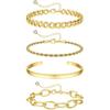 16k Chunky Gold Bracelets for Women Trendy Womens Gold Bracelet Stack Layered Chunky Chain Bracelets Waterproof Link Cuff Herringbone Bracelet