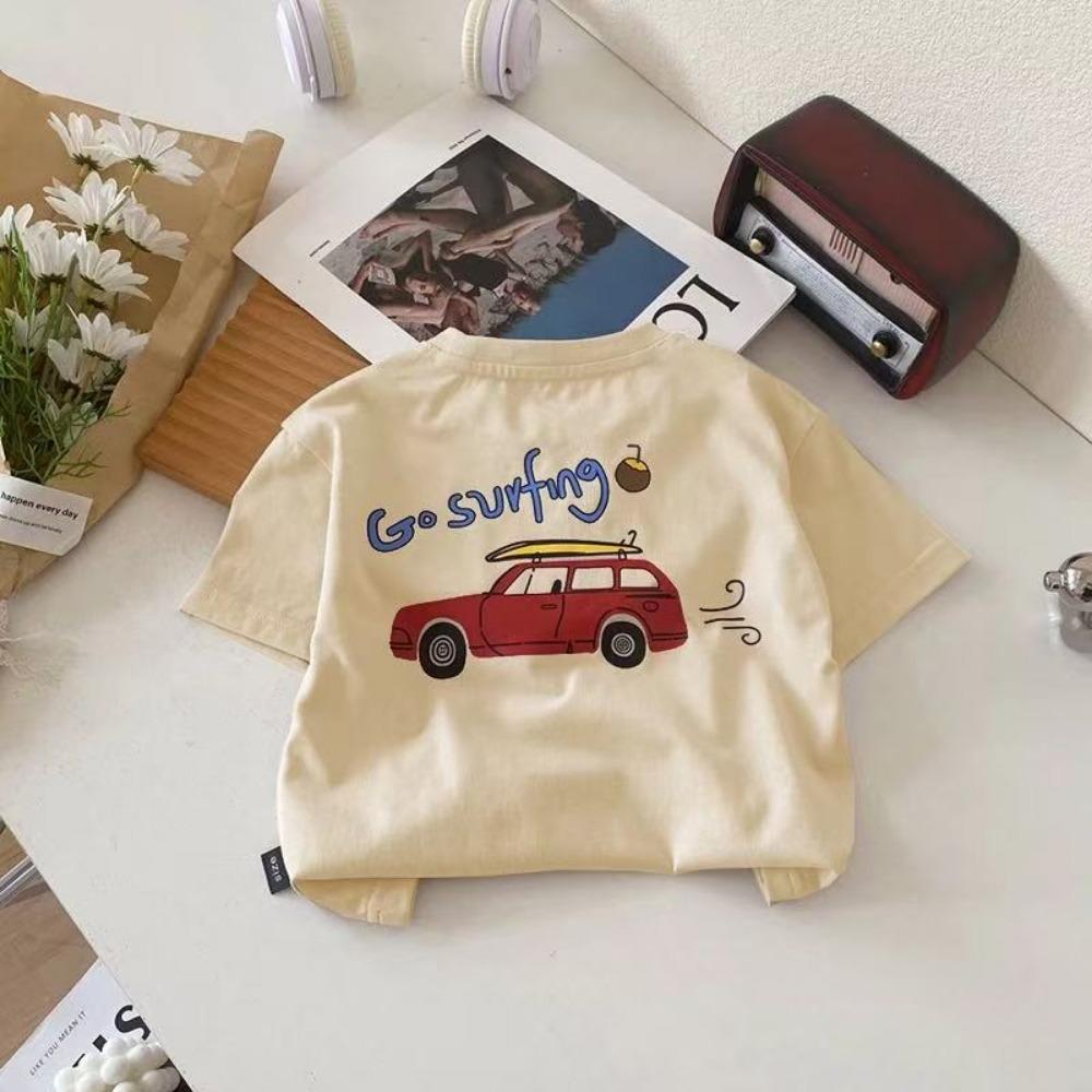 Car Cartoon Tees Tops For Boy Clothing Summer Fashion Children Short Sleeve Clothes Printed Pattern T-shirts Loose Casual Tshirt