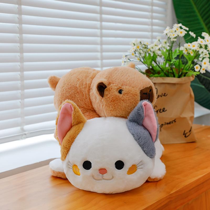 Capibara Plush Toy Flip Cat Capybara Doll Pillow Transforms into Capybara Cat Doll Doll Gift