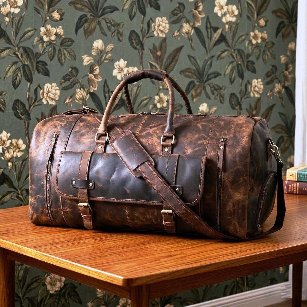 Mens&Womens Travel Bag, Full Grain Leather Duffel Bag, Personalisation Weekend Luggage Bag,Unique Christmas Gifts,Carry-on Bag