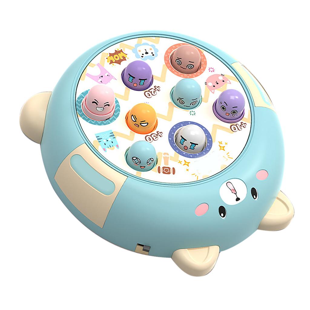 Interactive Whack Toy for Kids 360 Degree Rotating Cute Emoticon Music Light Hammering Pounding Toy