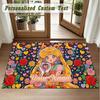 Crystal Velvet Square Rug Custom NameSailor Moon Pattern Non Slip Home Floor Decor Rug