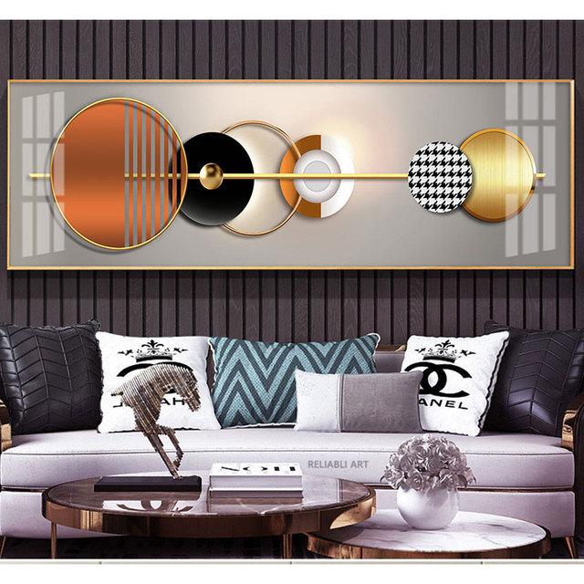 

Абстрактная Геометрия Свет Роскошный Холст Картина Олень Декоративная Настенная Искусства Китайский Золотой Декор Для Гостиной Спальни Куадрос 60cm×170cm NoFrame