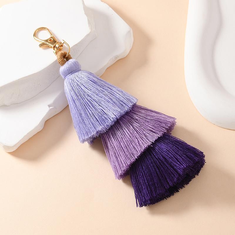 Three-Layer Cotton Thread Fringed Bag Pendant Ethnic Style Keychain Bohemian Style 3-Layer Ear Pendant Bag Parts & Accessories