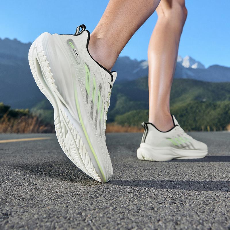 Erke Water Drift 5 Plus Comfortable Breathable Shock Absorbing Lightweight Low Top Running Shoes Men Sneakers White Green Black 51124203093-003
