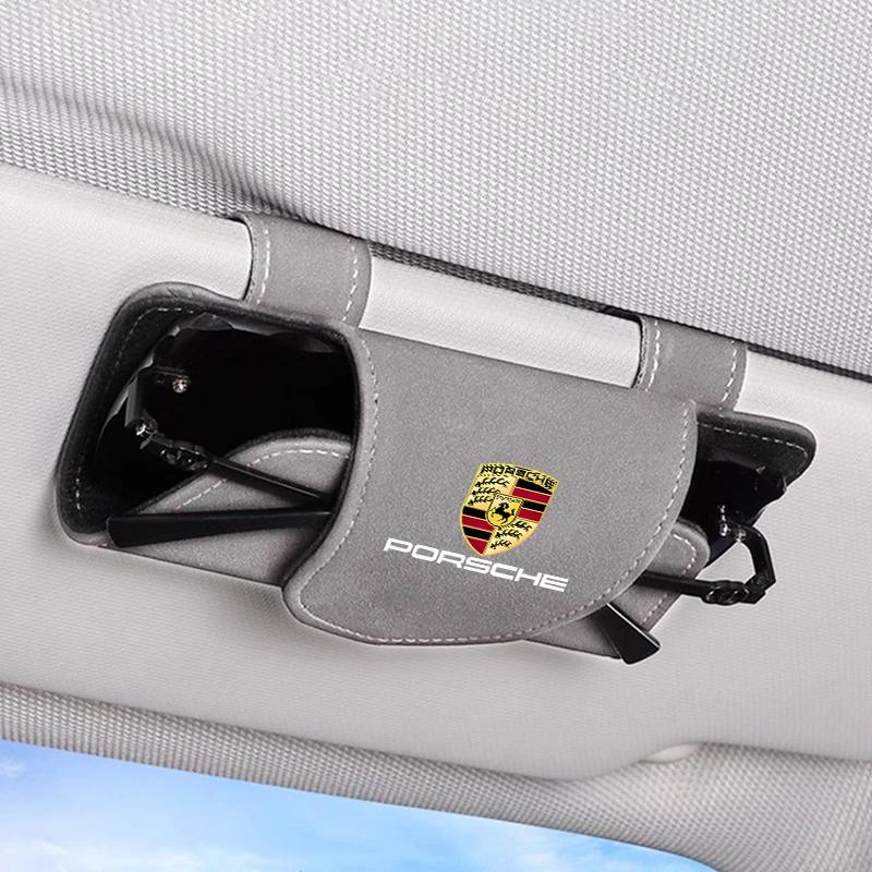 ABJJ1 Auto Sonnenblende Brillenetui Sonnenbrillen Aufbewahrungsbox Clips Für Porsche Cayenne Panamera Macan Boxster 911 Carrera 928 944